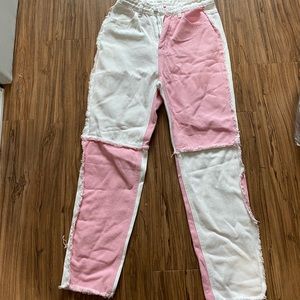 Pink and White Jeans